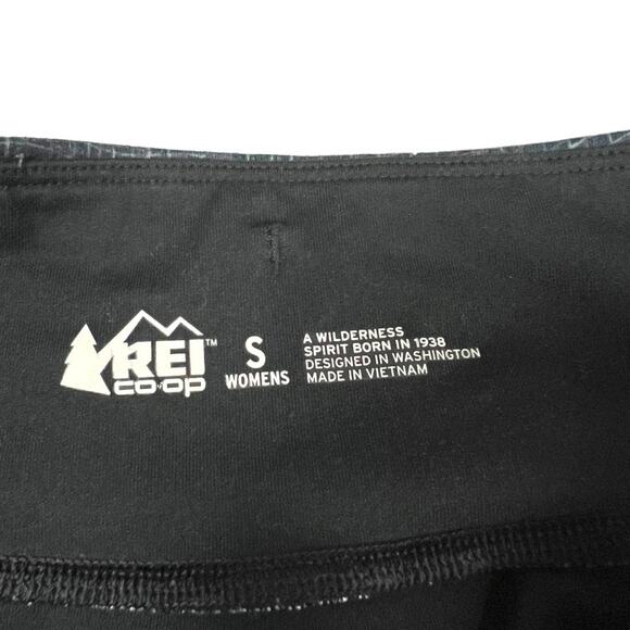 REI Co-Op Leggings Black Printed Waist Pull On Crop Active Stretch Pants Women S - Picture 3 of 12